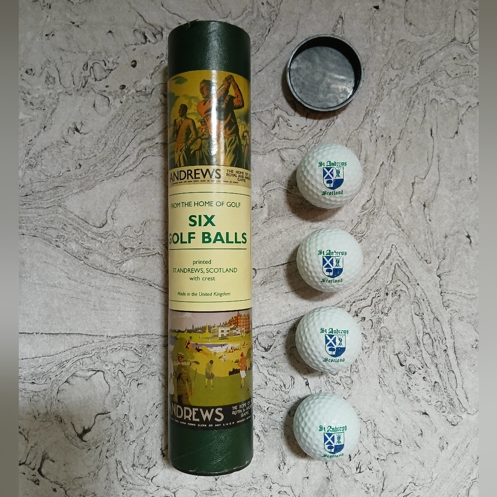 Vintage St. Andrews Scotland Tube Souvenir Logo Golf Balls - ONLY 4 BALLS